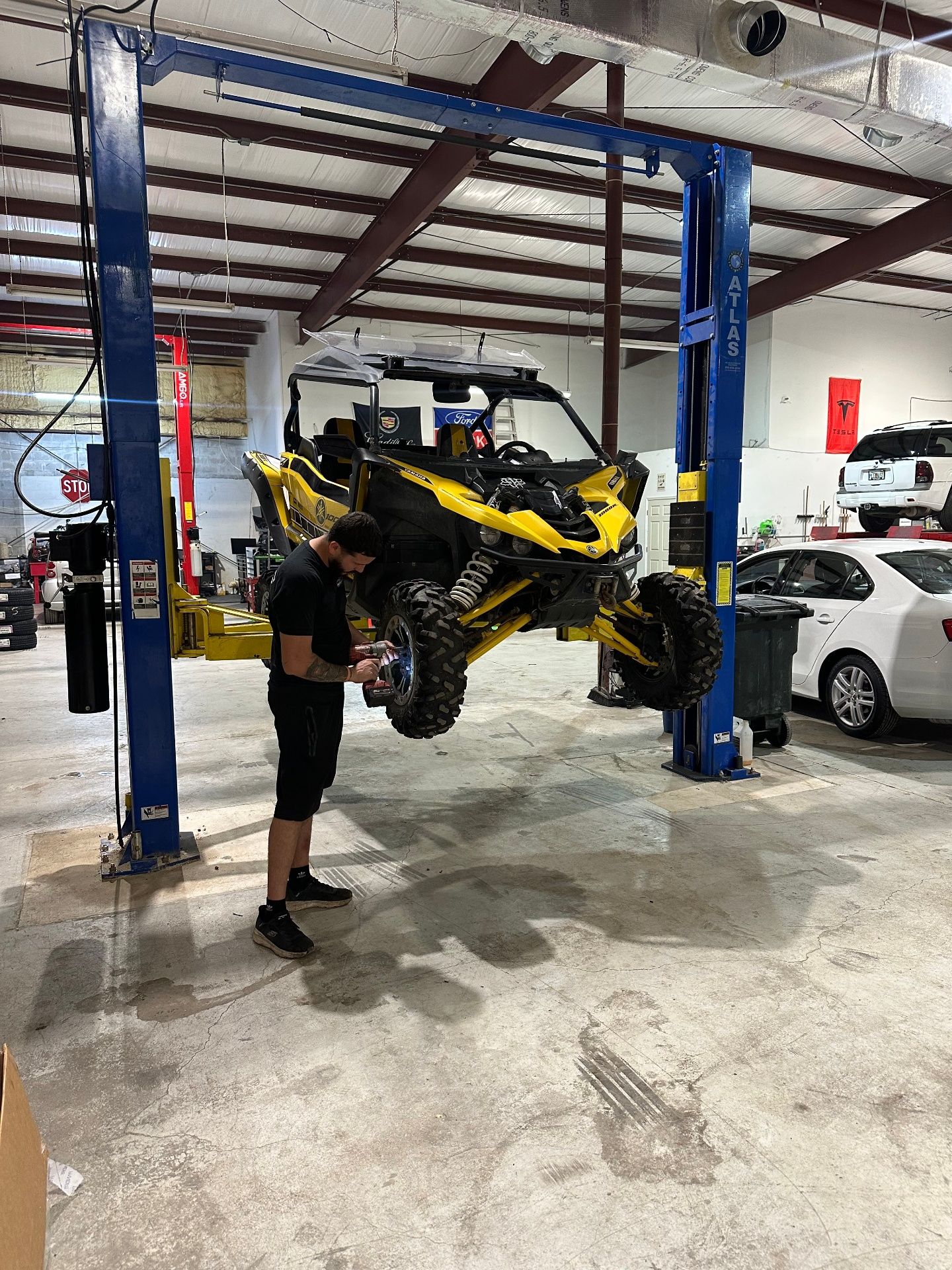 Jeep Rubicon under service