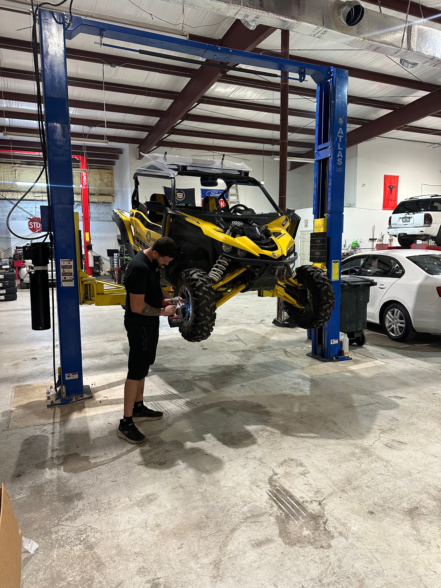 Jeep Rubicon under service
